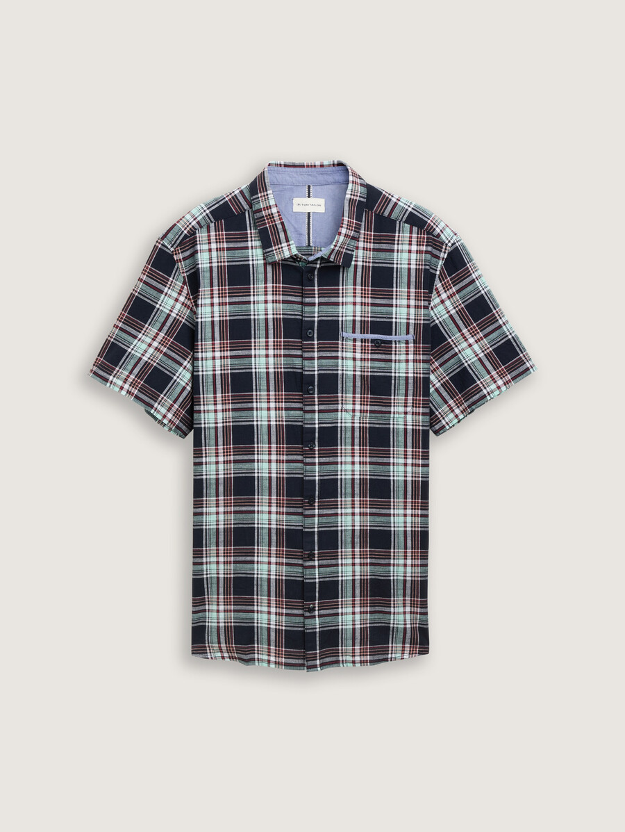 talla grande - camisa de manga corta de corte regular con estampado de cuadros