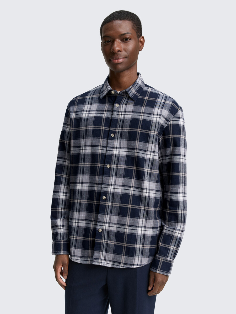 camisa de corte relajado con estampado de cuadros