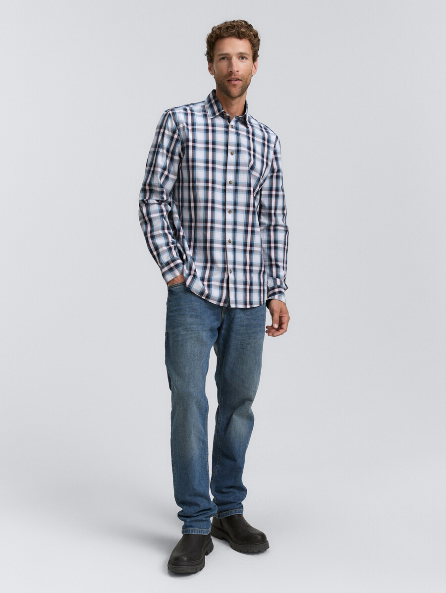 camisa de corte regular con estampado de cuadros