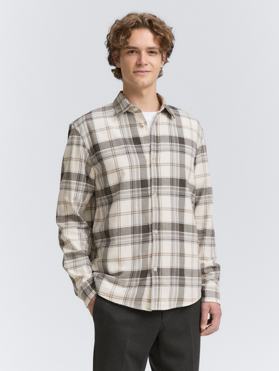 camisa de corte relajado con estampado de cuadros