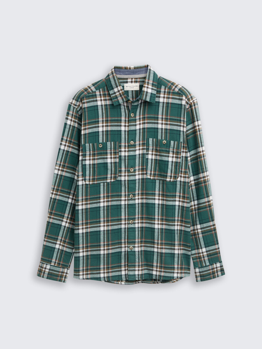 camisa de franela de corte cómodo con estampado de cuadros