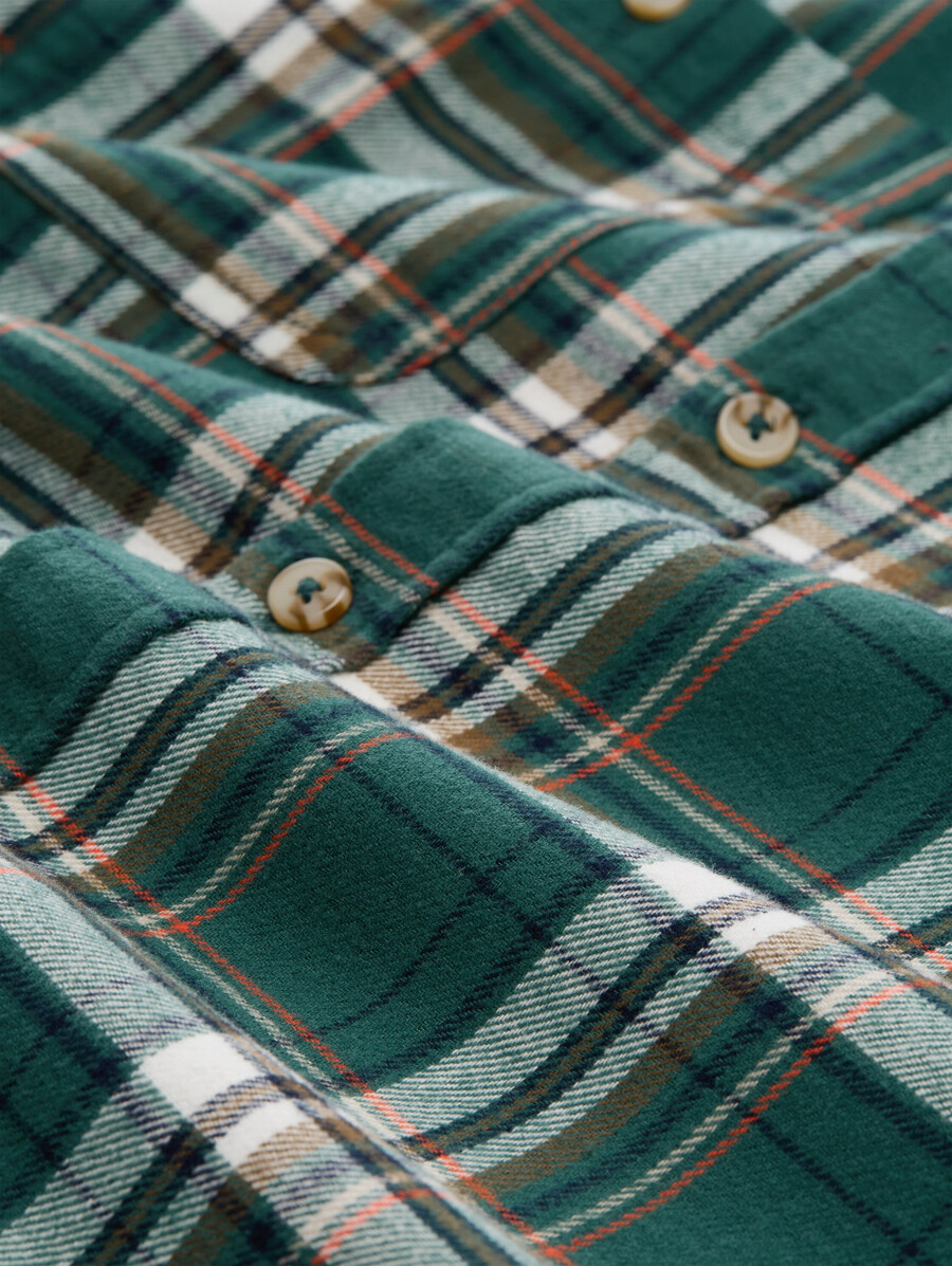camisa de franela de corte cómodo con estampado de cuadros