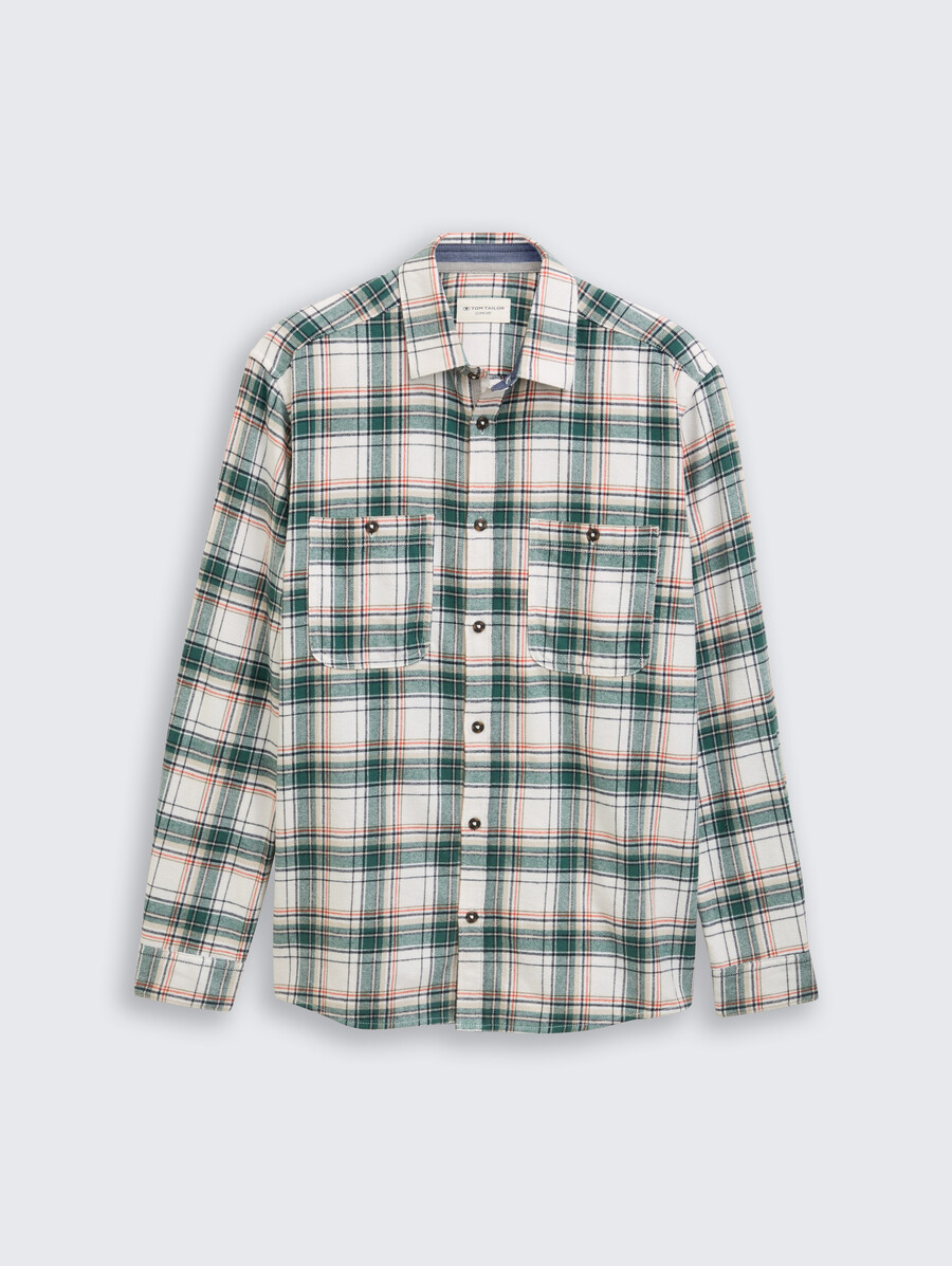 camisa de franela de corte cómodo con estampado de cuadros