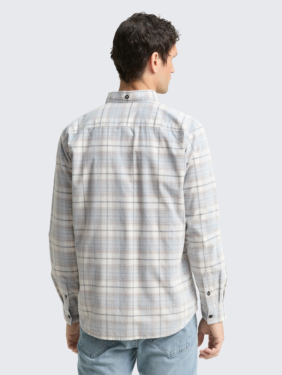 camisa de pana de corte regular con estampado de cuadros