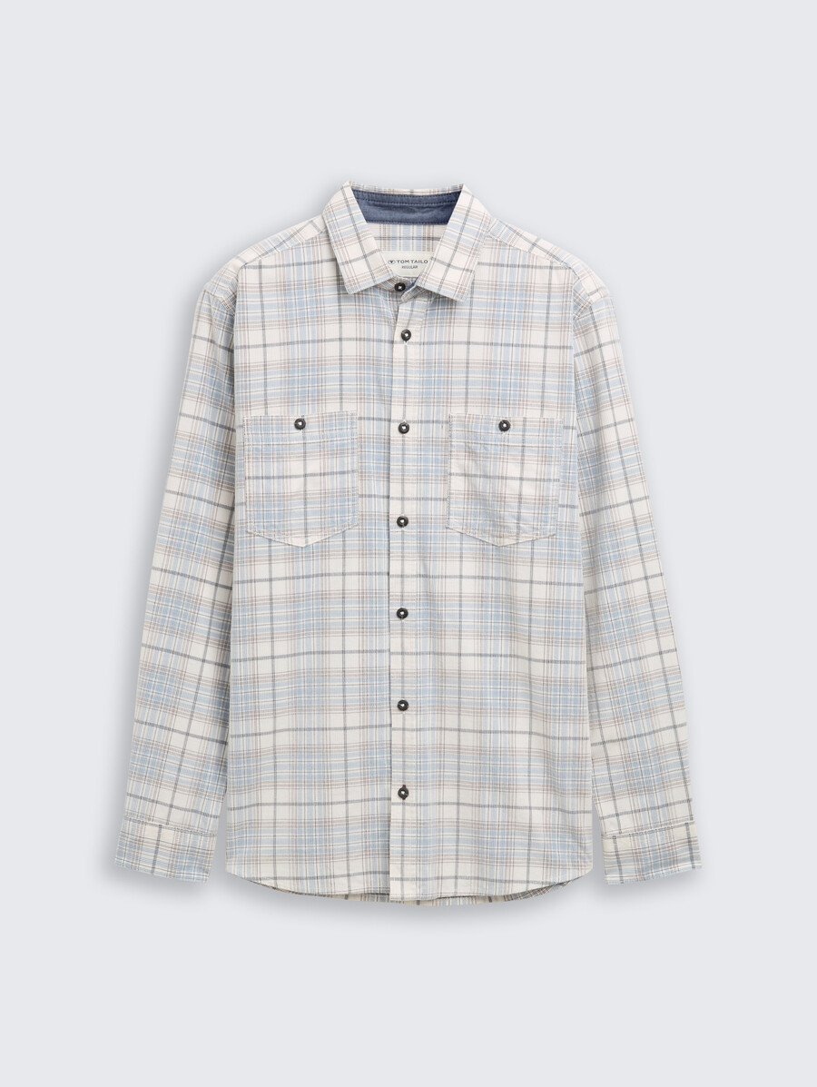 camisa de pana de corte regular con estampado de cuadros