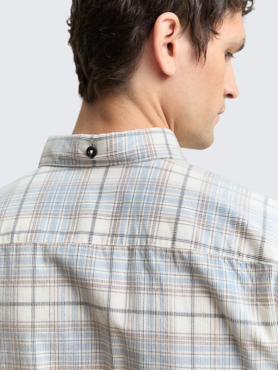 camisa de pana de corte regular con estampado de cuadros