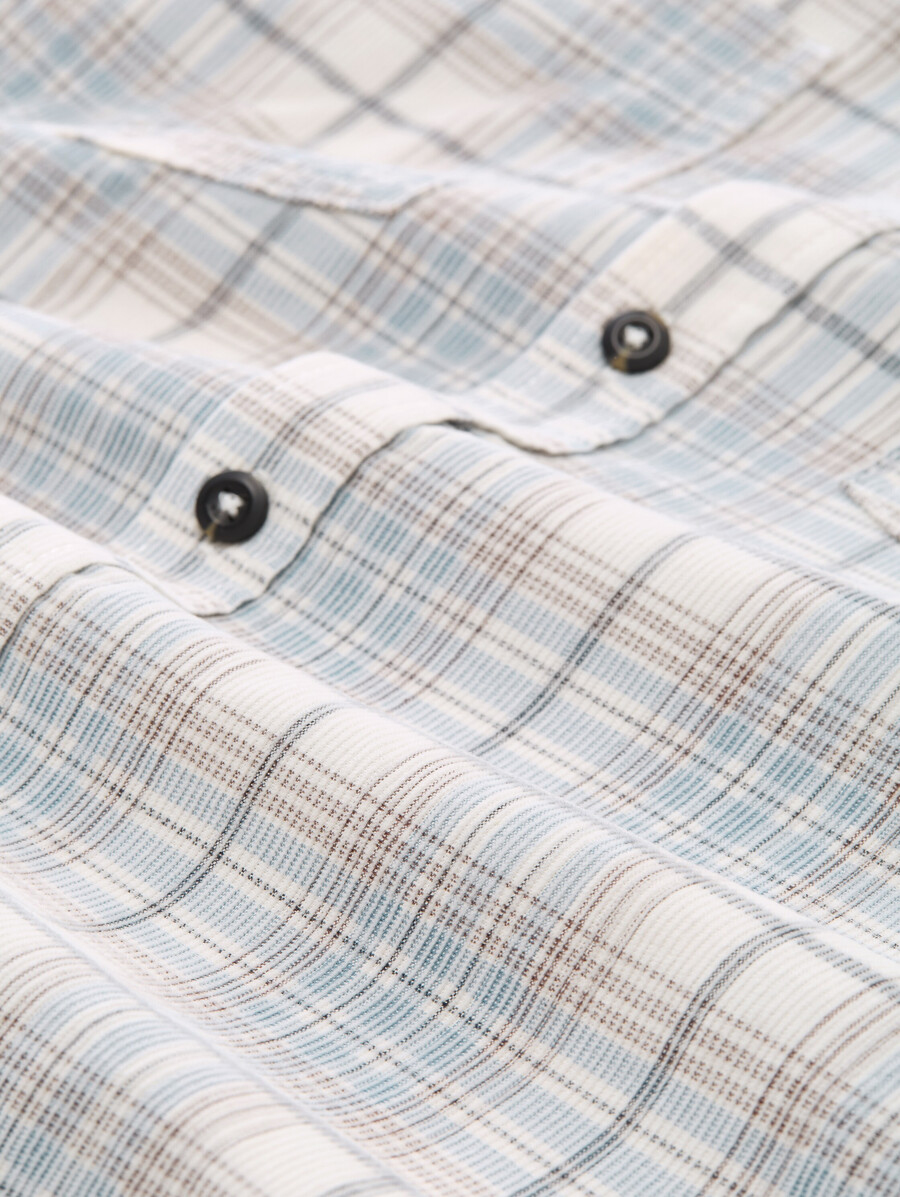 camisa de pana de corte regular con estampado de cuadros