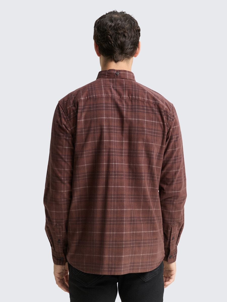 camisa de pana de corte regular con estampado de cuadros
