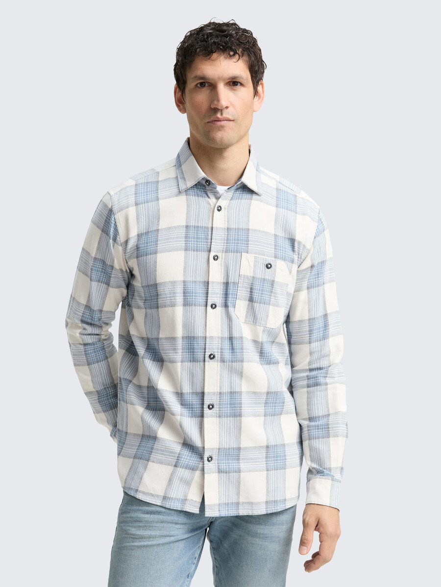 camisa de corte cómodo con estampado de cuadros