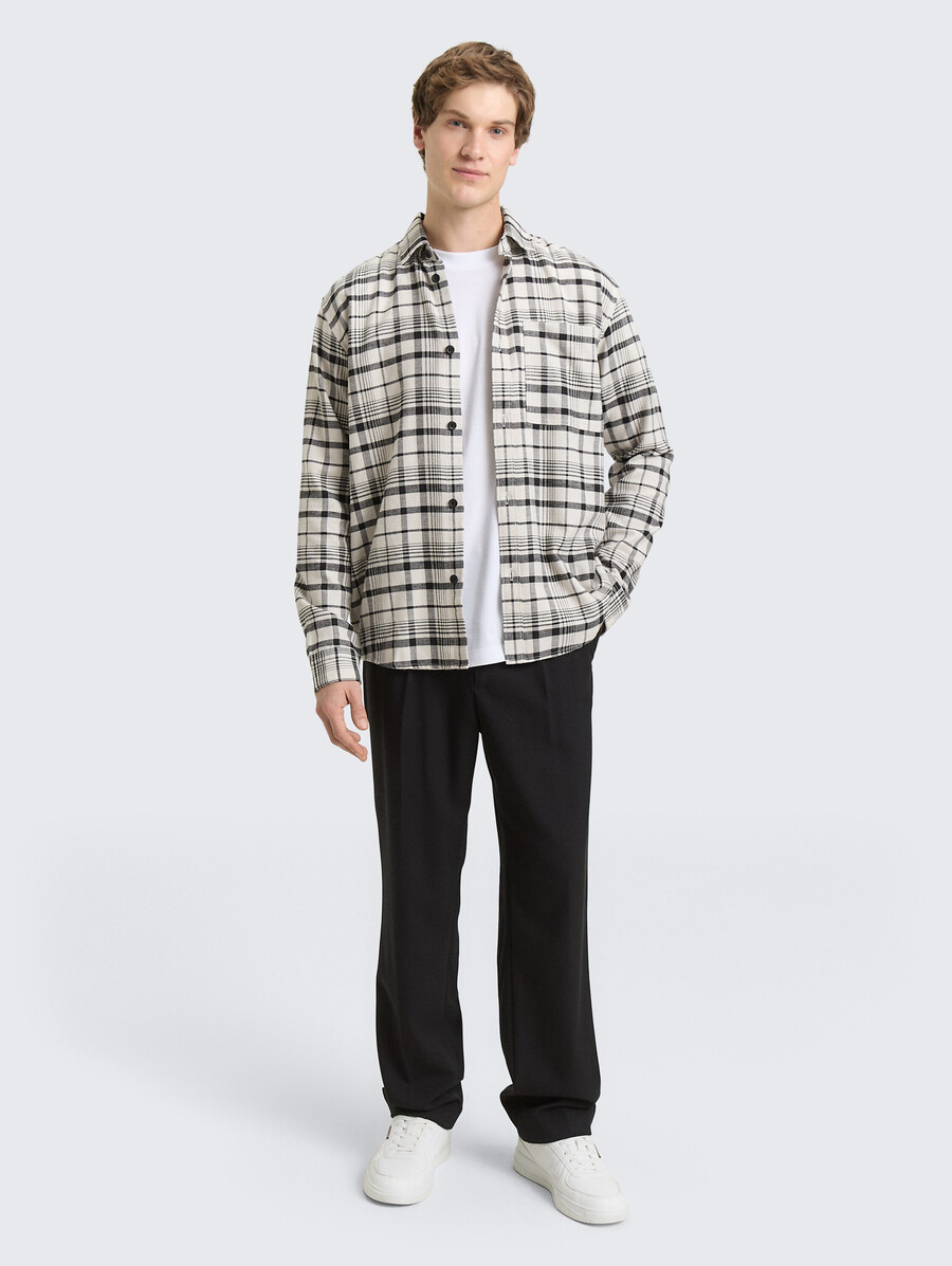 camisa de corte relajado con estampado de cuadros