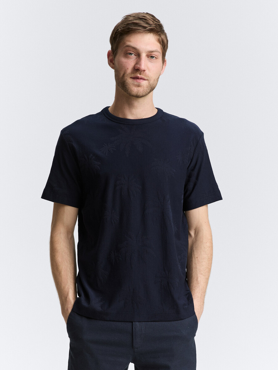 camiseta jacquard con motivo de palmera
