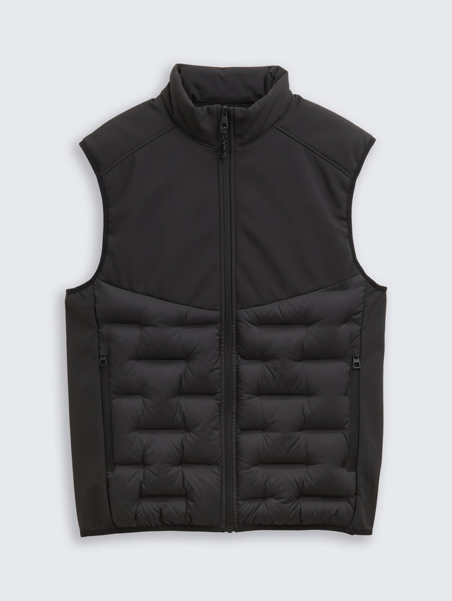 chaleco acolchado híbrido con cuello alto