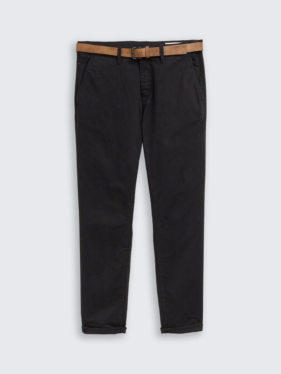 pantalones chinos de corte entallado con cinturón
