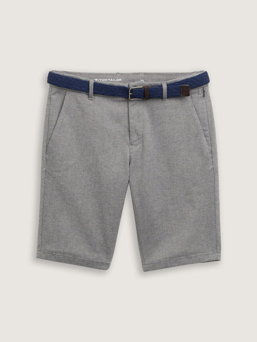pantalones cortos chinos ajustados y elásticos con cinturón