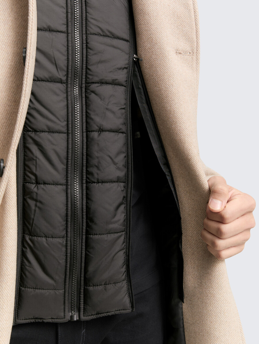 abrigo de lana 2 en 1 con chaqueta interior desmontable