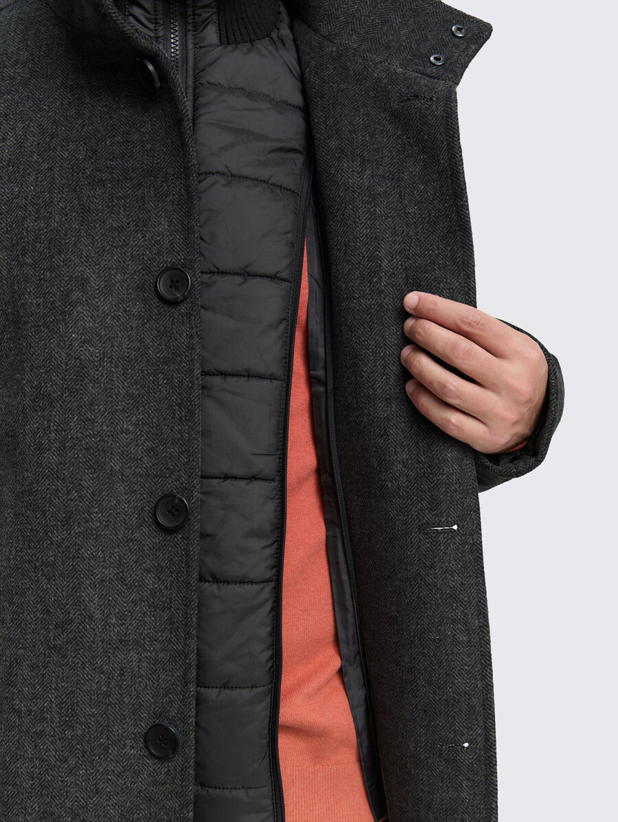 abrigo de lana 2 en 1 con chaqueta interior desmontable