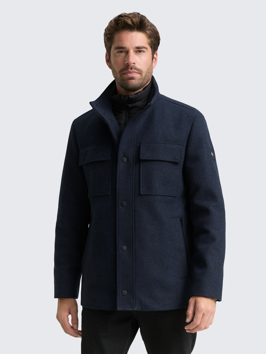 chaqueta de lana 2 en 1 con chaqueta interior desmontable
