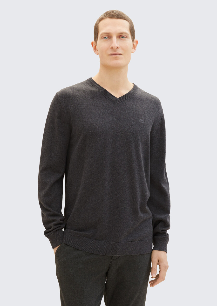 jersey de punto con cuello en v