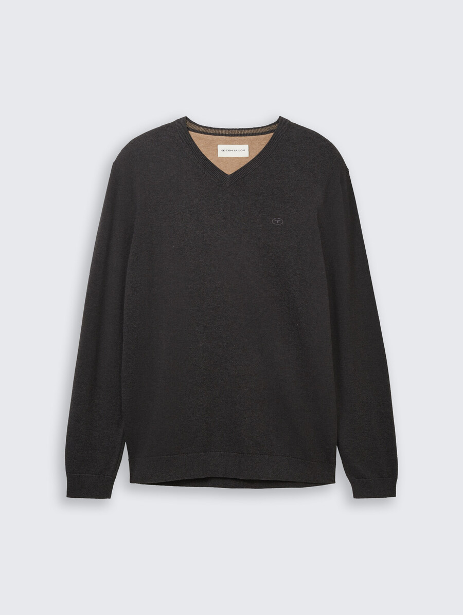 jersey de punto con cuello en v