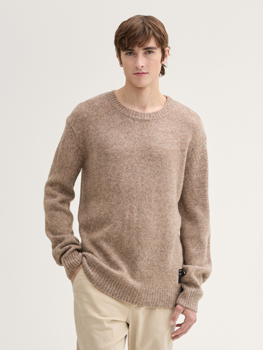 jersey de punto con escote redondo