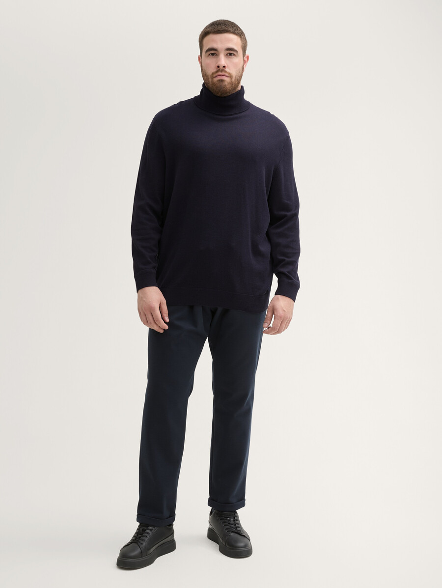 talla grande - jersey básico de cuello alto de algodón