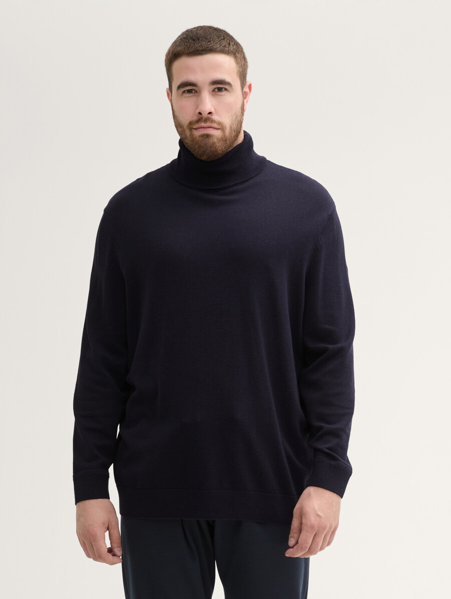 talla grande - jersey básico de cuello alto de algodón