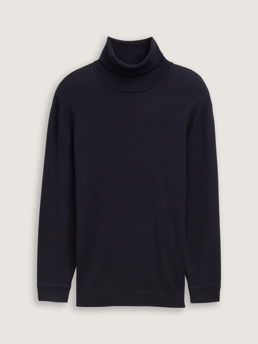talla grande - jersey básico de cuello alto de algodón