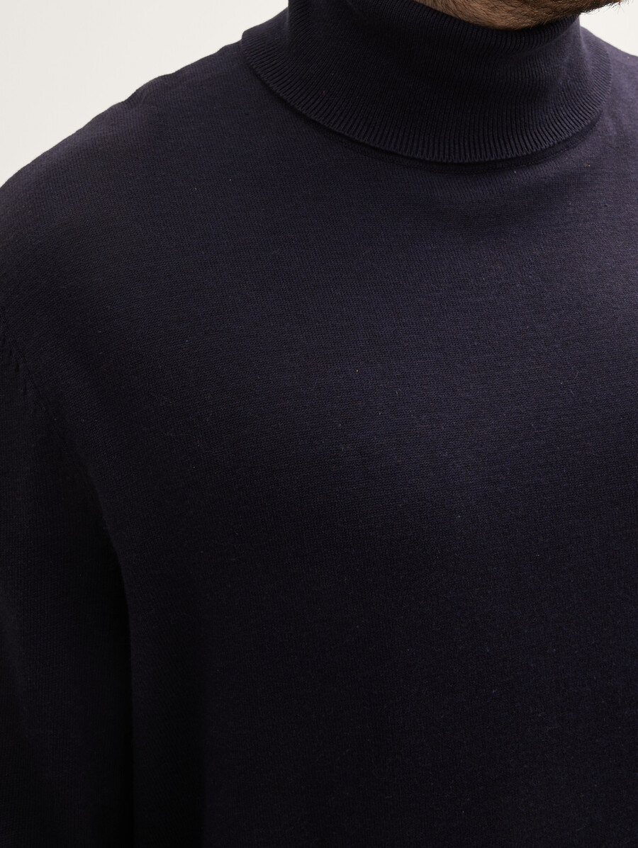 talla grande - jersey básico de cuello alto de algodón