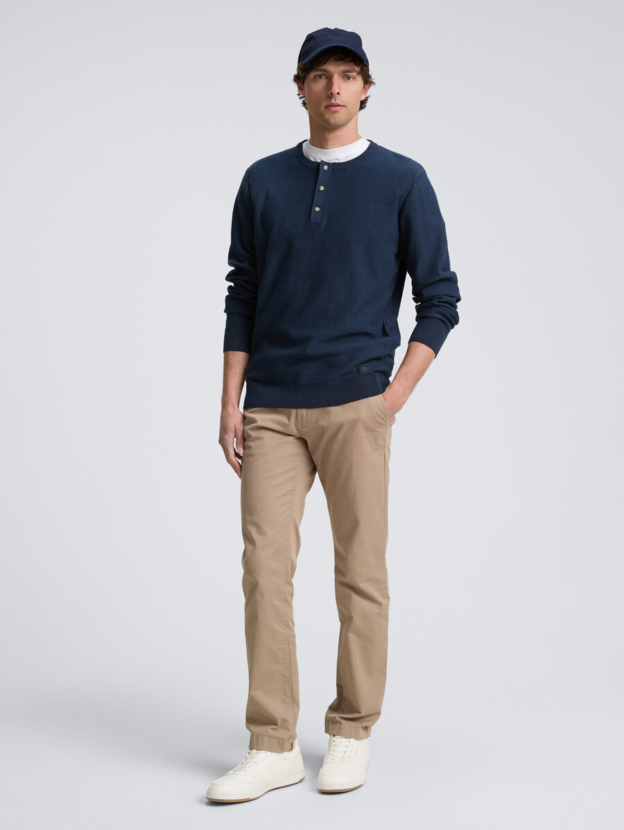jersey de punto de algodón henley