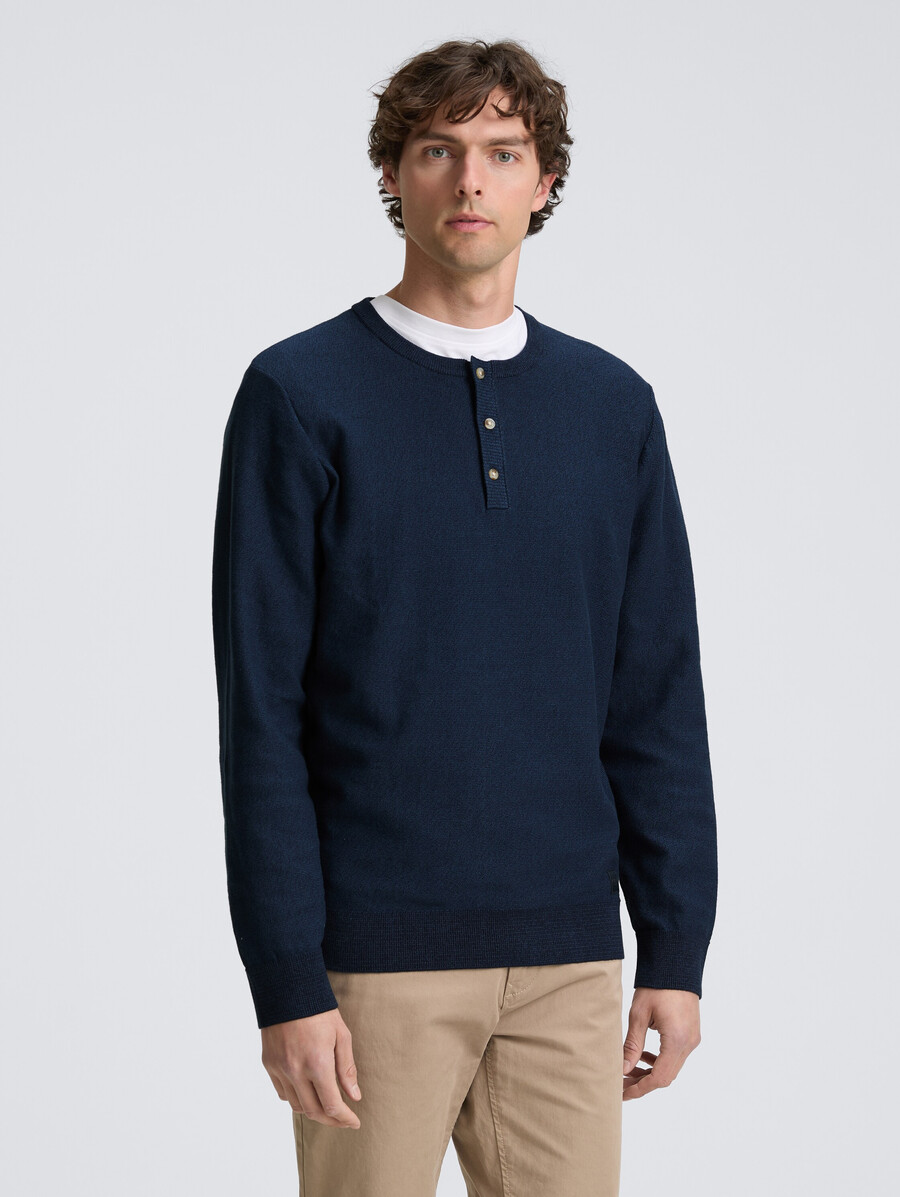jersey de punto de algodón henley