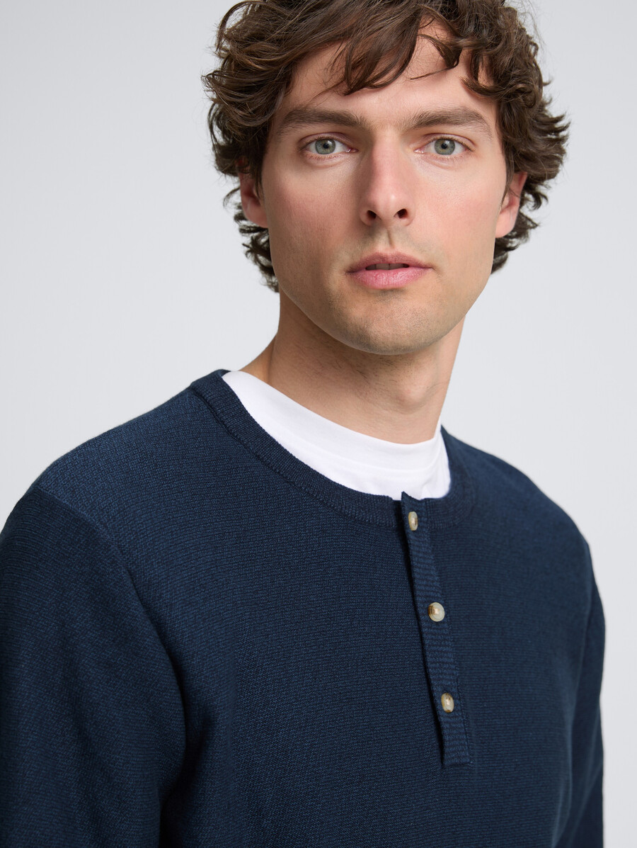 jersey de punto de algodón henley