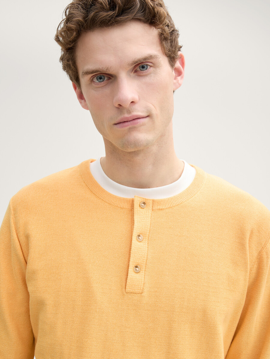 jersey de punto de algodón henley