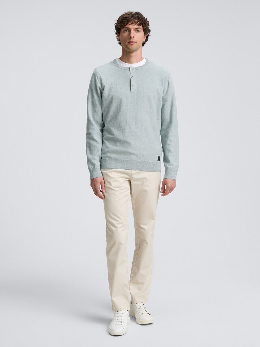 jersey de punto de algodón henley