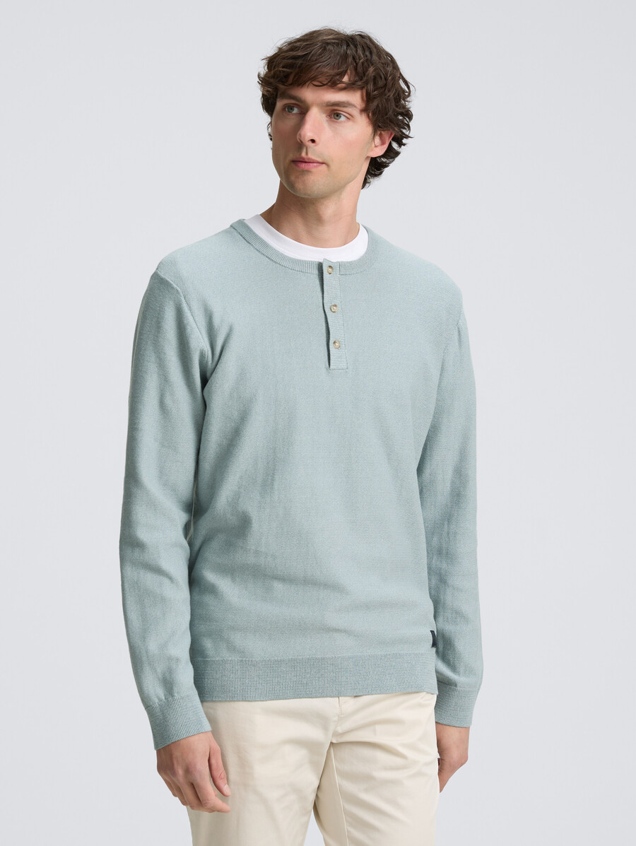 jersey de punto de algodón henley