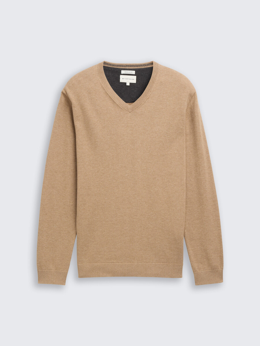 jersey de punto con cuello en v
