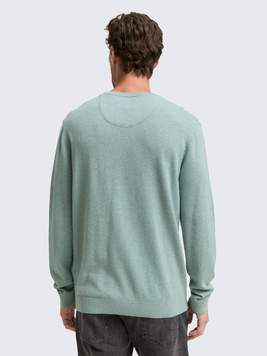 jersey de punto de algodón con cuello de pico