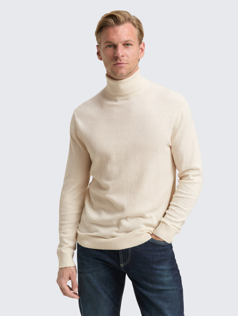 jersey de cuello alto con mezcla de cachemira
