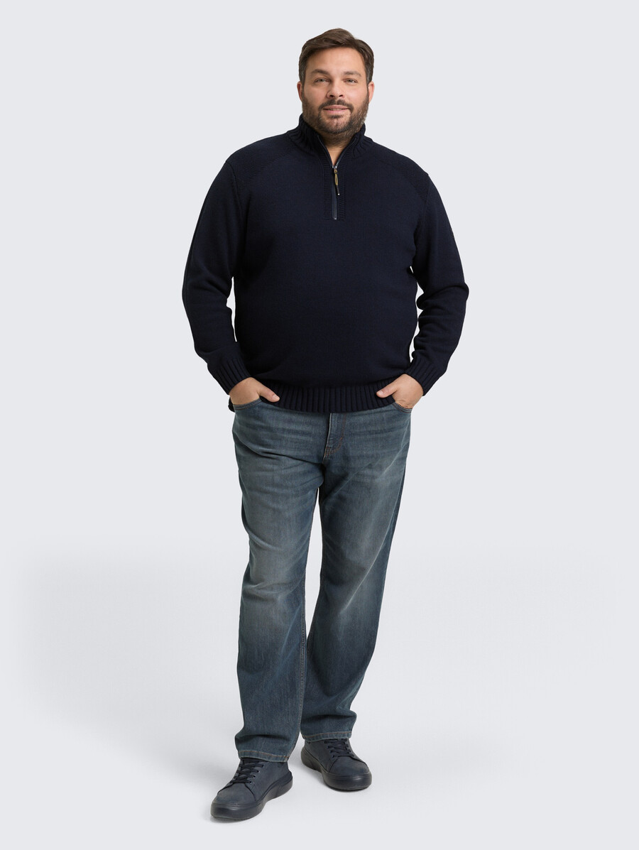talla grande - jersey de punto troyer con detalles acanalados