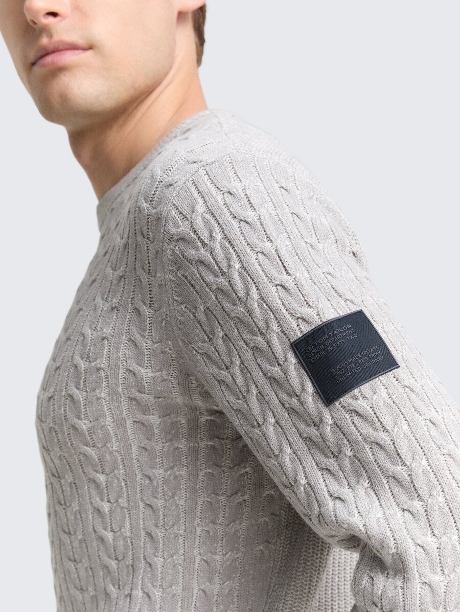jersey de punto con patrón de cable