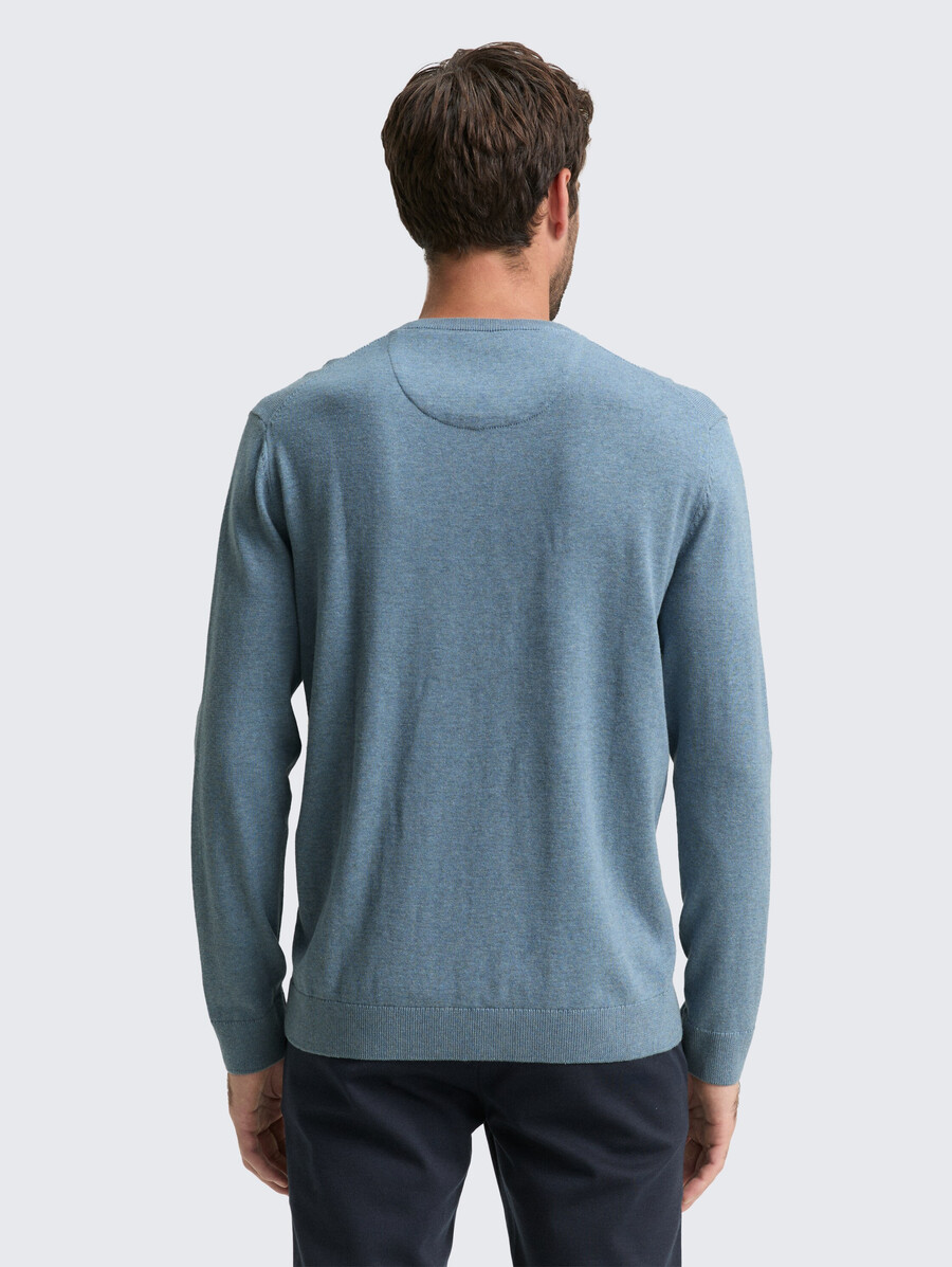 jersey de punto de algodón con cuello de pico