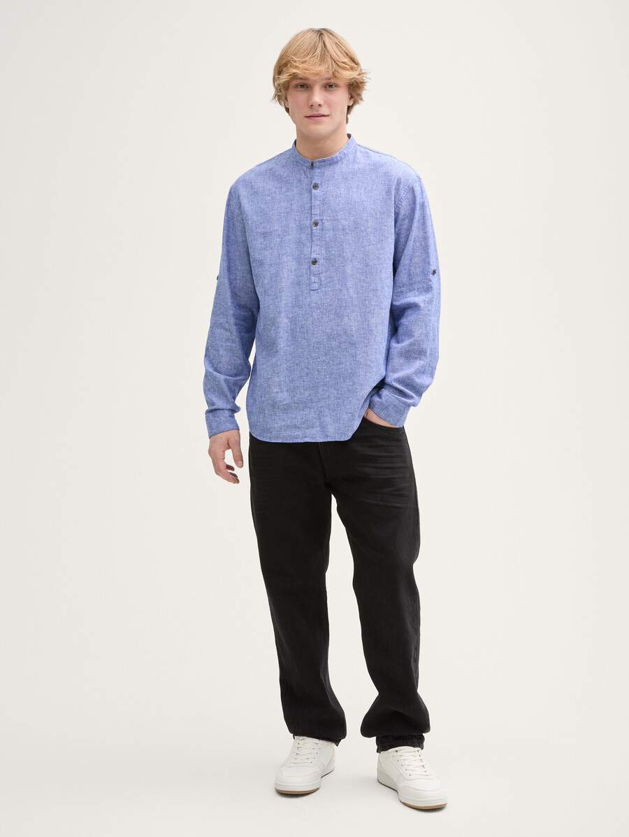 camisa túnica de corte relajado con contenido de lino