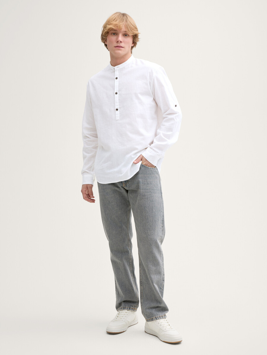 camisa túnica de corte relajado con contenido de lino