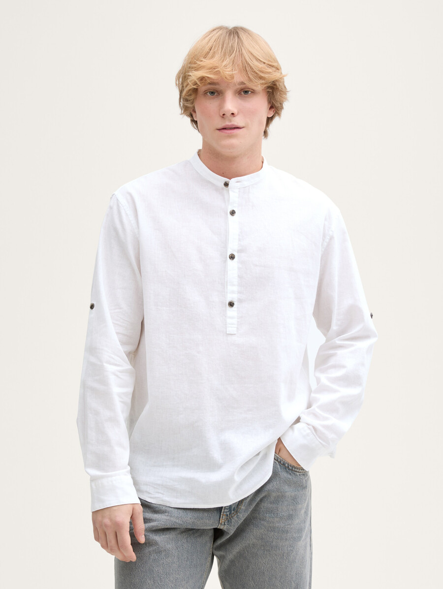 camisa túnica de corte relajado con contenido de lino