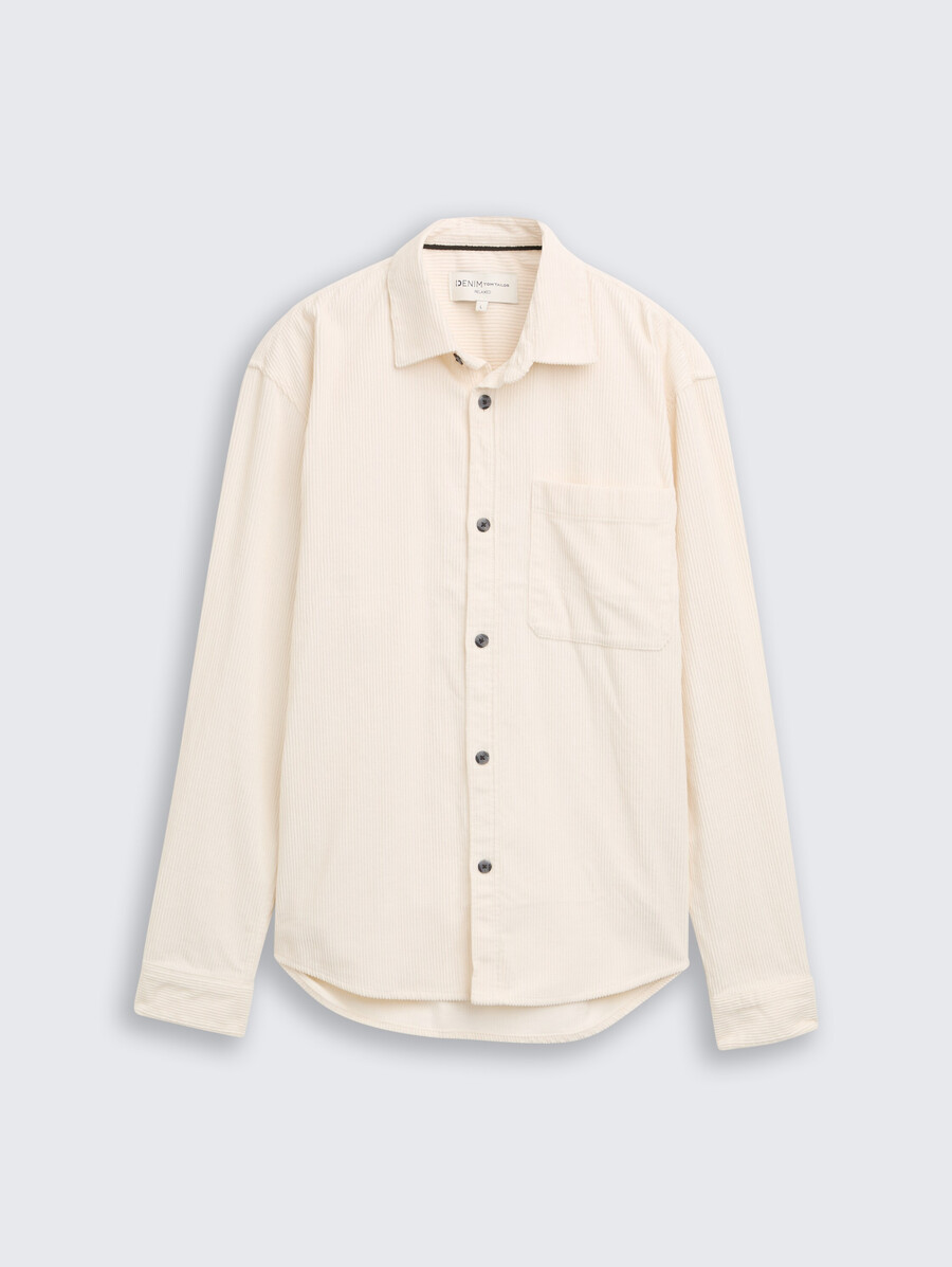 camisa de pana de corte relajado con bolsillo en el pecho