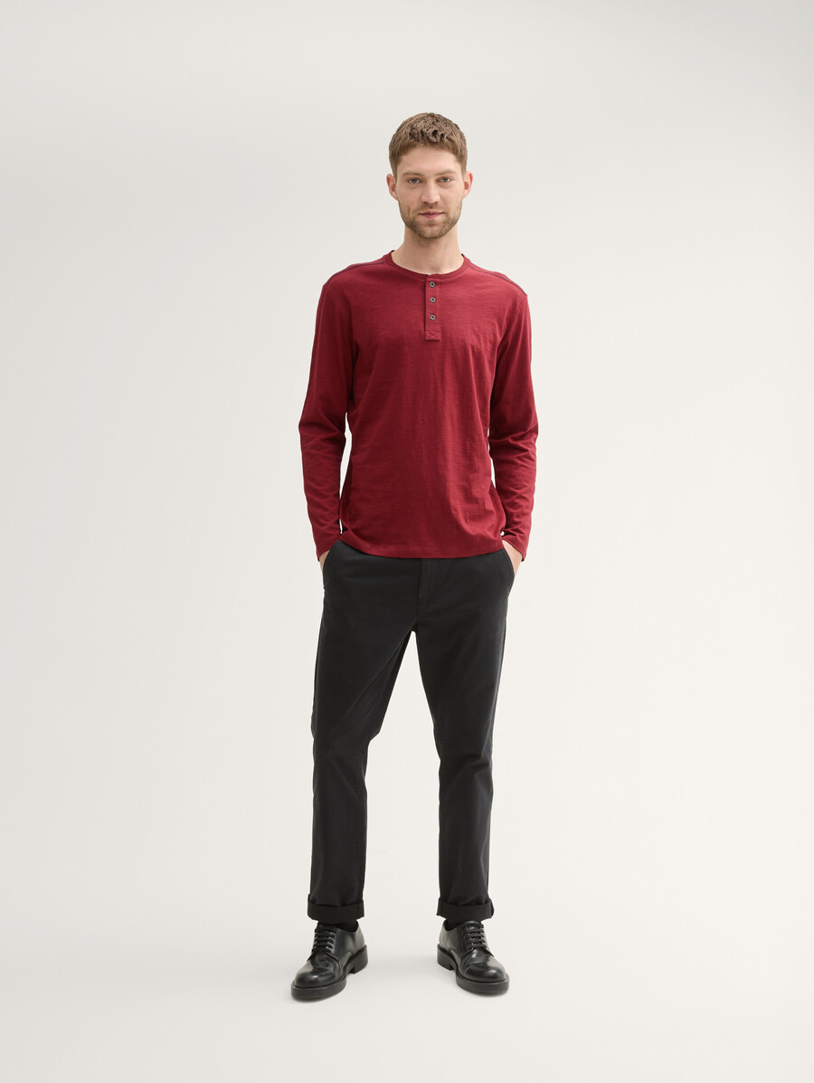 camisa de manga larga henley de algodón