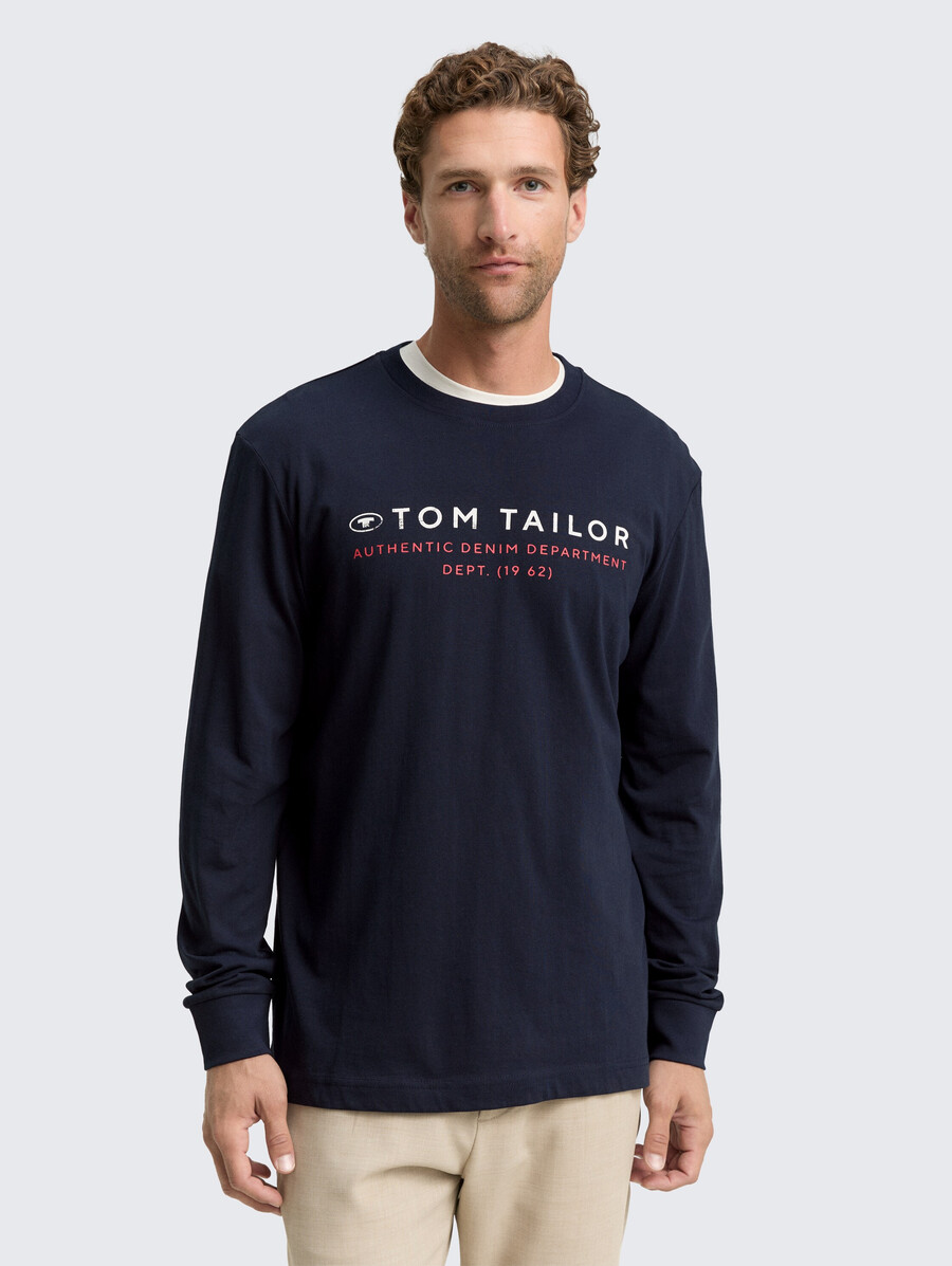 camisa de manga larga con estampado de logotipo