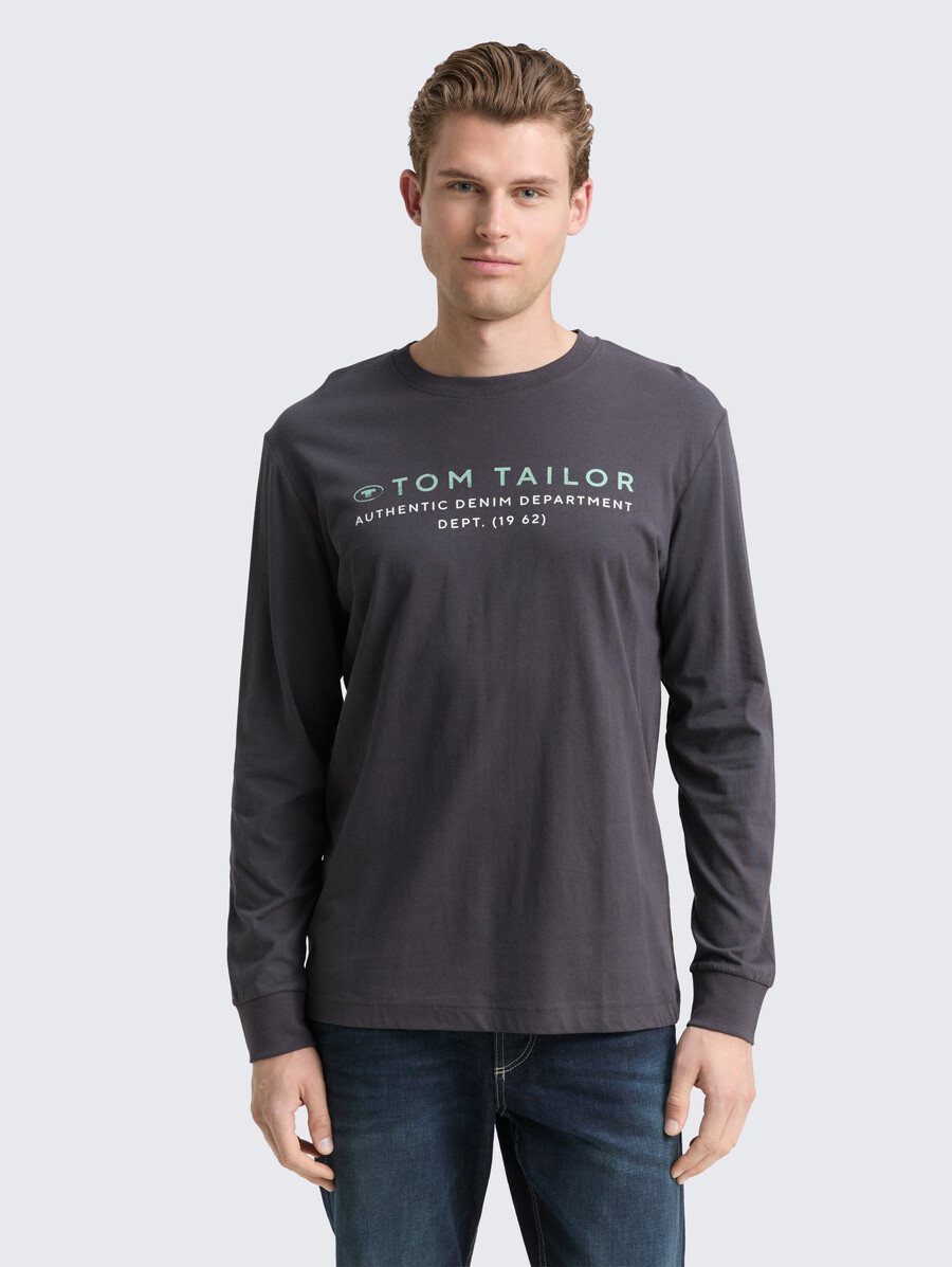 camisa de manga larga con estampado de logotipo