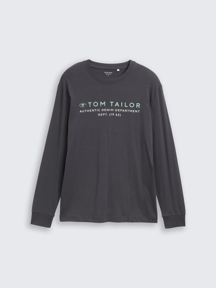 camisa de manga larga con estampado de logotipo