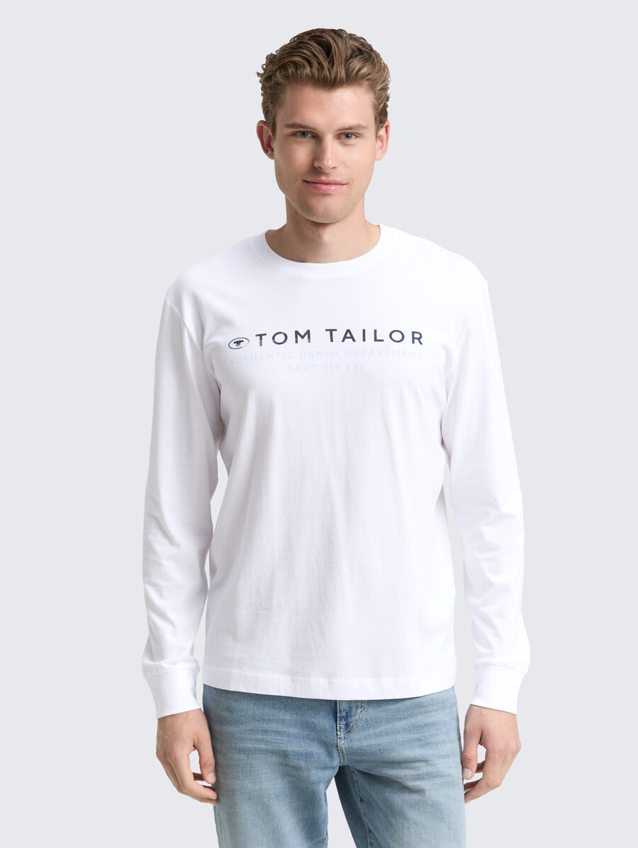 camisa de manga larga con estampado de logotipo