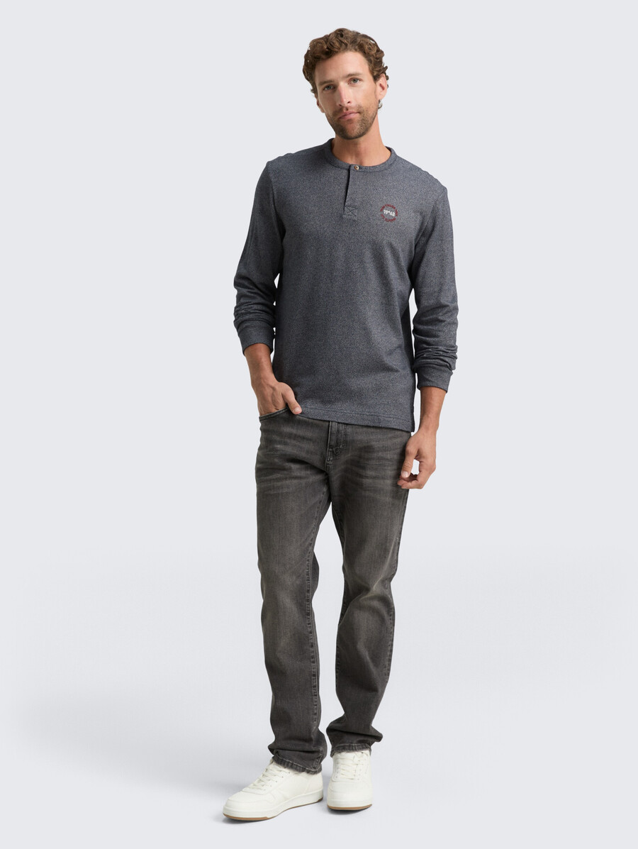 camisa de manga larga henley de algodón